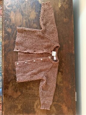 Zara Brown Ribbed Button-Up Baby Cardigan